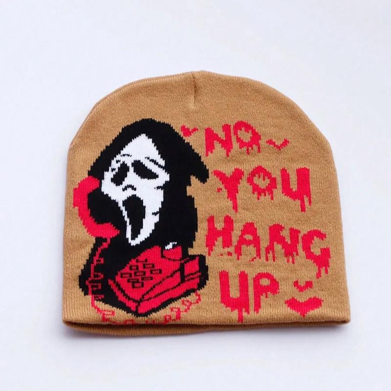 1pc Halloween Skull Goth Knit Fashion Beanie Hats For Men Women Cool Emo Gothic Birthday Christmas Skeleton Spooky Gifts Present