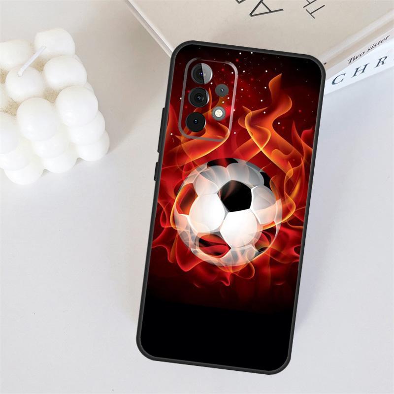 Fire Football Ball Soccer For Samsung Galaxy A55 A35 A15 A36 A56 A26 A16 A22 A32 A52 A54 A34 A53 A33 A13 A06 A05 Case