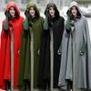 Fashion Autumn Winter Gothic Trendy Maxi Hooded Wool Cloak Cardigan Coat Maxi Cashmere Hoodie Long Cape Costume Cosplay Outerwear