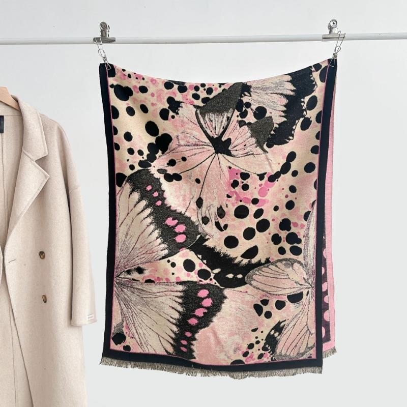 Autumn and winter new double-sided color oil painting series imitation cashmere thickened warm scarf women's air conditioner shawl