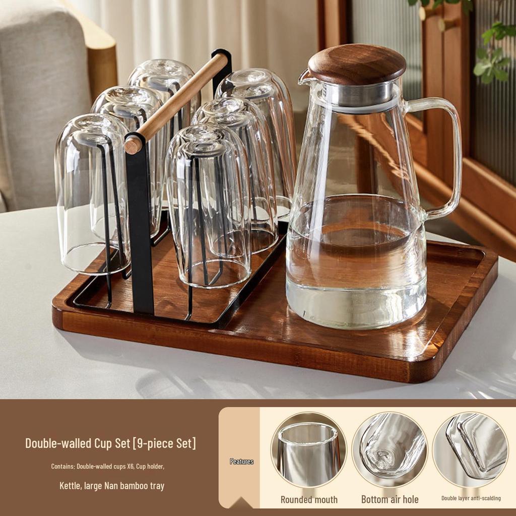 Insulated Double-Layer Glass Tea Cup Set: High-Temperature Resistant, Anti-Scald, Large Capacity for Home & Guest Use