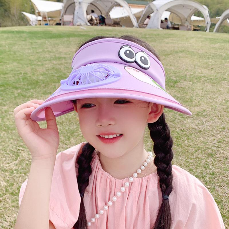 1154 Children's hat with large brim fan empty top hat for boys and girls cartoon cute outdoor sun hat