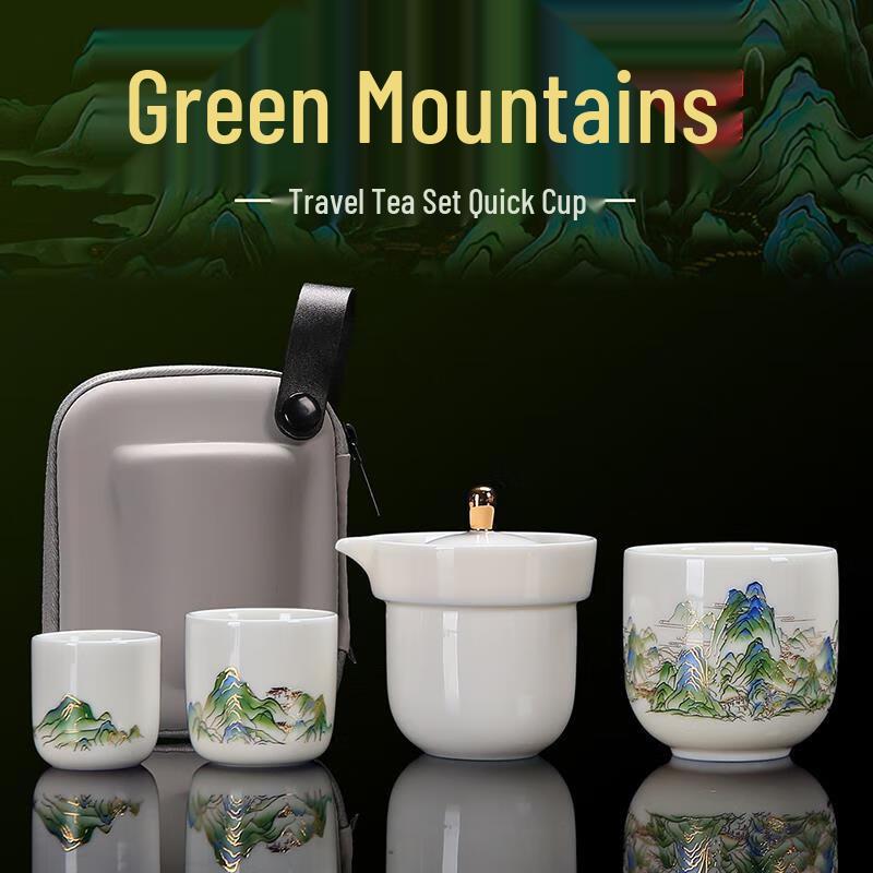 Chaxun Green Mountain & River Travel Tea Set