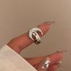 Y2K Style Crystal Pentagonal Star Ring for Women Romantic Moon Hollowed Out Star Personality Metal Finger Rings Fashion Jewelry