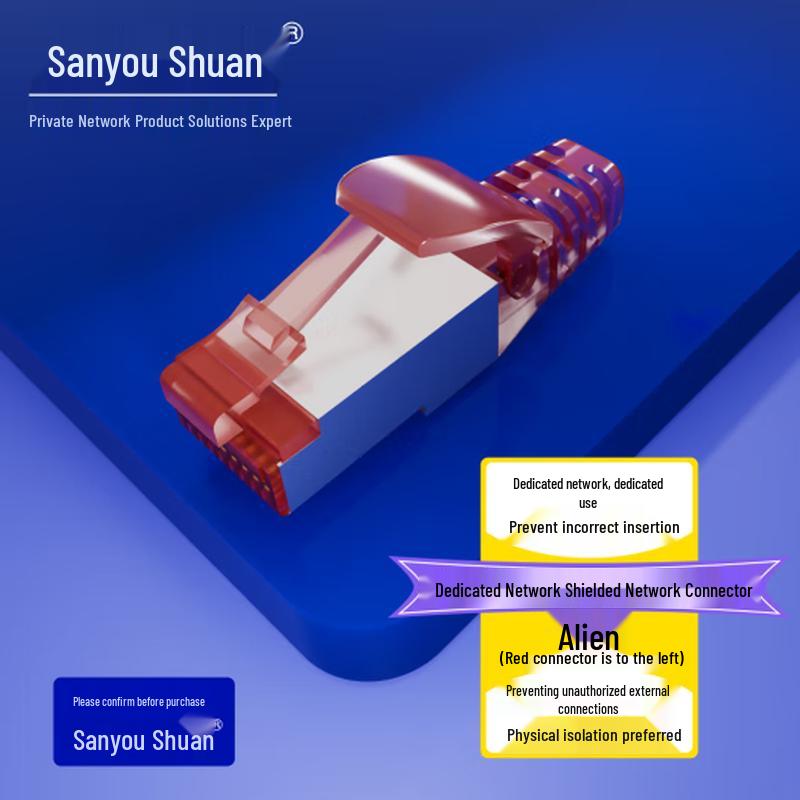 

Sanyou Shuan Cat6 Special-shaped Shielded Network Connector Red Shielded Crystal Head
