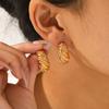 18K Gold Stainless Steel Diamond-set Twisted Earrings for Women, Premium Titanium Steel Jewelry, Versatile Light Luxury Studs