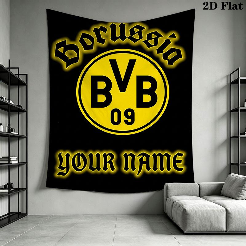 Custom Borussia Dortmund Wall Hanging Printed Fabric Blanket Decorative Tapestries for Bedroom Living Room Home Decor