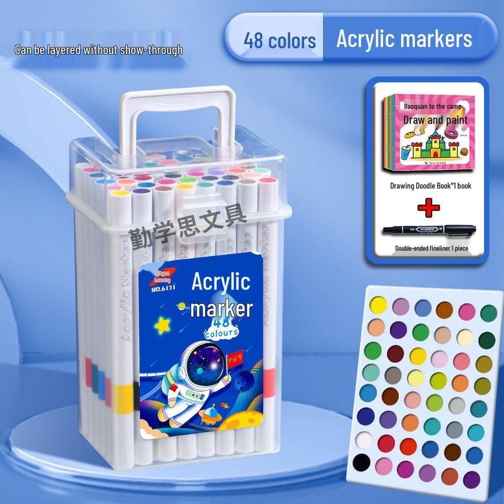 Acrylic Markers & Washable Colored Pencils Set - Non-Bleeding, Layerable Colors, Ideal for Kids and Students, Kindergarten Use