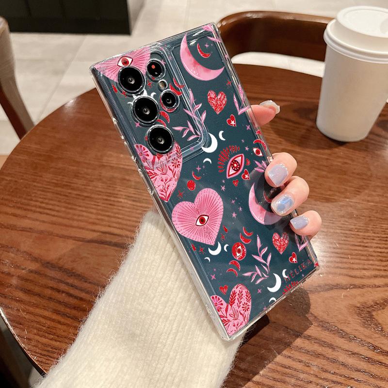 

Pink Bow Pattern Clear Phone Case For Samsung Galaxy S26 S25 S24 S23 Ultra S22 Plus S24 S21 FE S25 Edge Transparent Soft Cover Galaxy S26