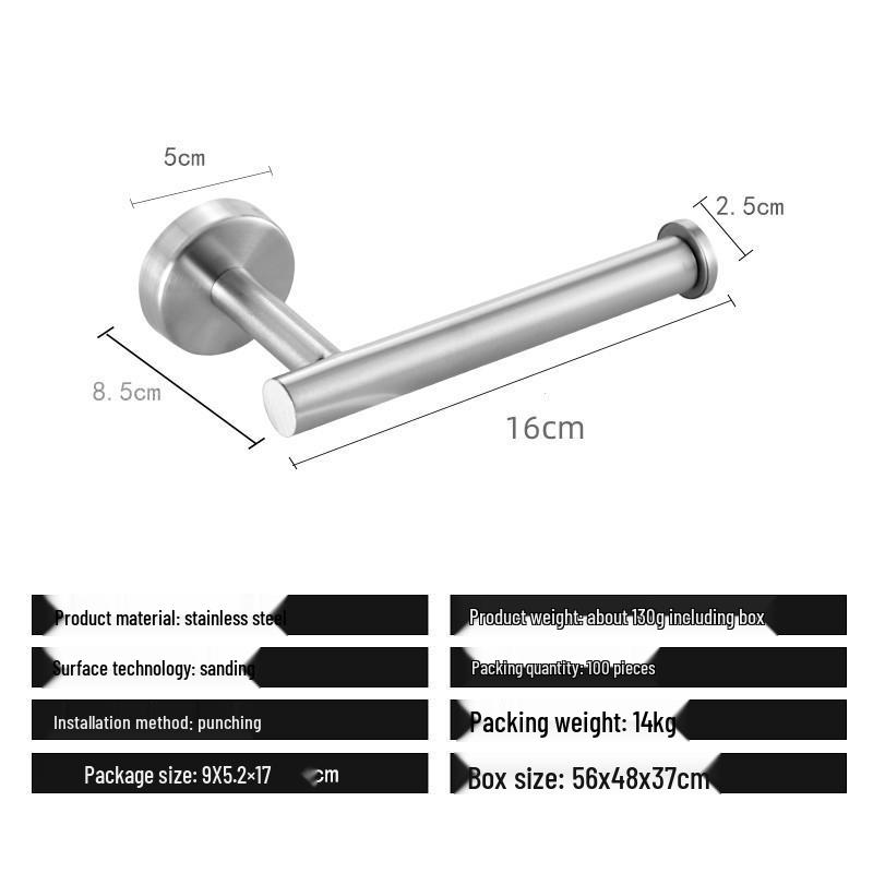 Edelstahl Stanzfreies Badezimmer Handtuch- & Papierregal Set mit Haken & Ringen