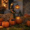 Waterproof Solar Stakes for Flower Beds Halloween Garden Stake Light, Black Cat Pumpkin on Crescent Moon with Weather Resistant Fall Ornaments Hanging
