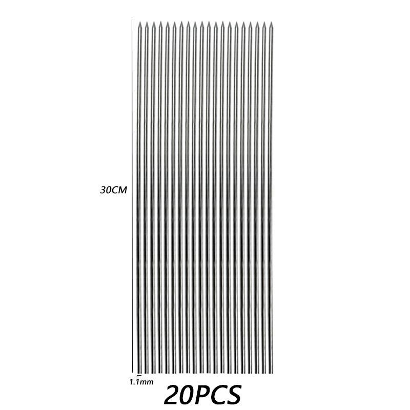 10/20Pcs Stainless Steel Barbecue Skewer Reusable BBQ Skewers Kebab Iron Stick For Outdoor Camping Picnic Tools Cooking Tools