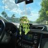 Plant Hangers Kit Mini Hand Knitted Car Rear View Mirror Decoration Accessories for Home Countyard Garden Decor Ornament