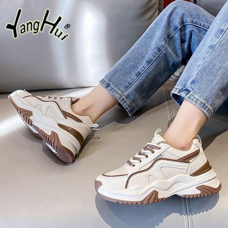 Women's Shoes Platform Mixed Colors All-match Casual Comfortable Breathable Sneakers Women Wear-resistant 2024 New Fashion