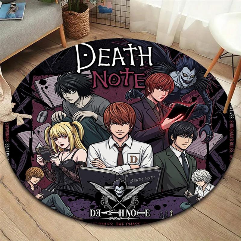 Death Note Round Area Rug Carpet Rug For Living Room Bedroom Sofa Playroom Decor Nonslip Floor Mat