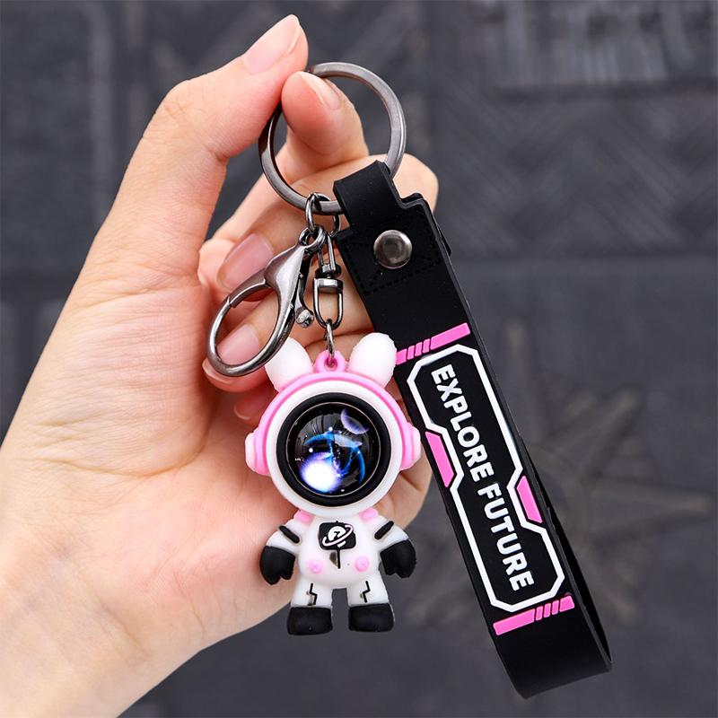 Cute Cartoon Astronauts Bear Keyring Delicate Simple Couple Dolls Pendant Creative Backpack Decoration Accessories Gifts