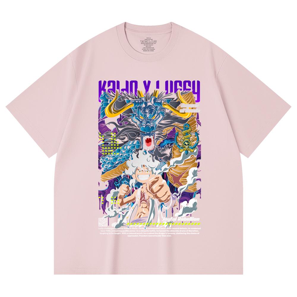 T-shirt Unisex Pesante 100% Cotone 230 g/m² Pezzo Unico Stampa V35 Luffy Kaido