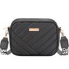 New Women's Genuine Leather Quilted Piped Trim Camera/Phone Crossbody Bag - Multi-Layer Compartment, Shoulder/Crossbody Organizer