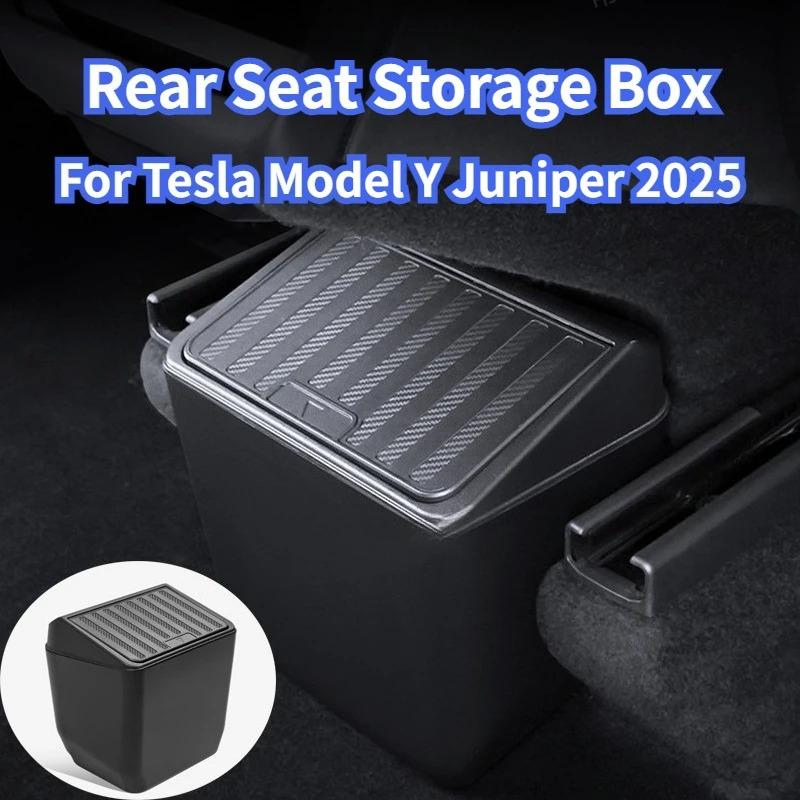 Rear Seat Trash Can for Tesla Model Y Juniper 2025 Rear Middle Garbage Bin Under Seat Storage Box Organizer Tray Car Accessories
