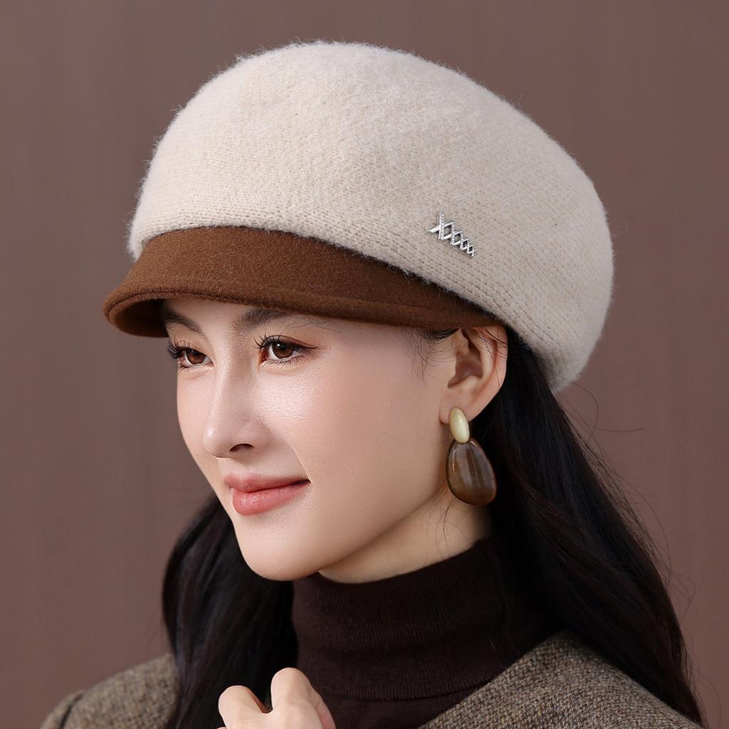 In The Elderly Hat Women's Autumn and Winter New Knitted Warm Cap Beret Mother Hat