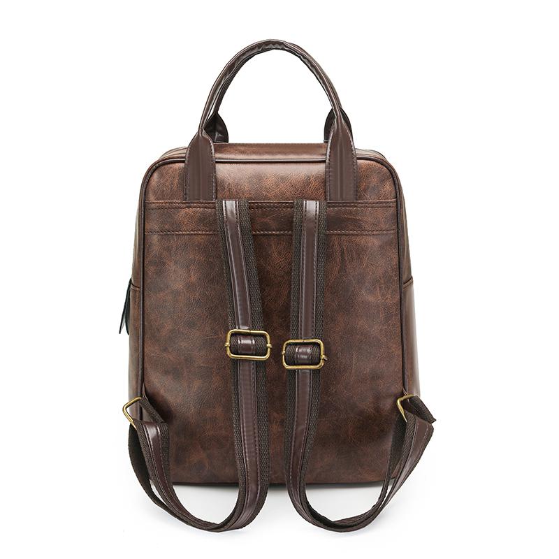 Vintage PU-Rucksack für Damen mit verstellbaren Trägern und Frontklappendesign Klassische Schultasche für Arbeit und täglichen Gebrauch