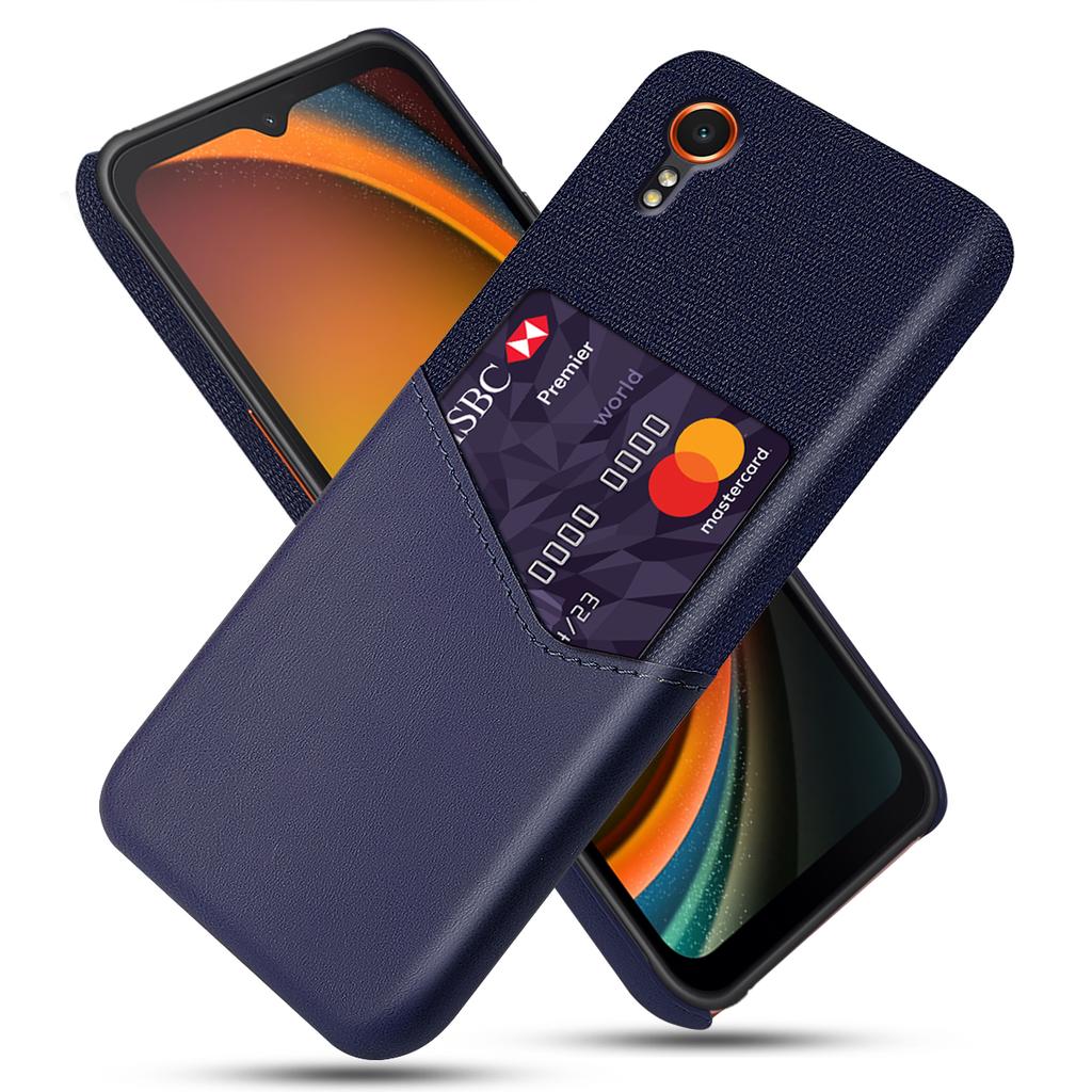 Etui do Samsung Galaxy Xcover7 ze skóry PU + tył z teksturą tkaniny PC z miejscem na karty