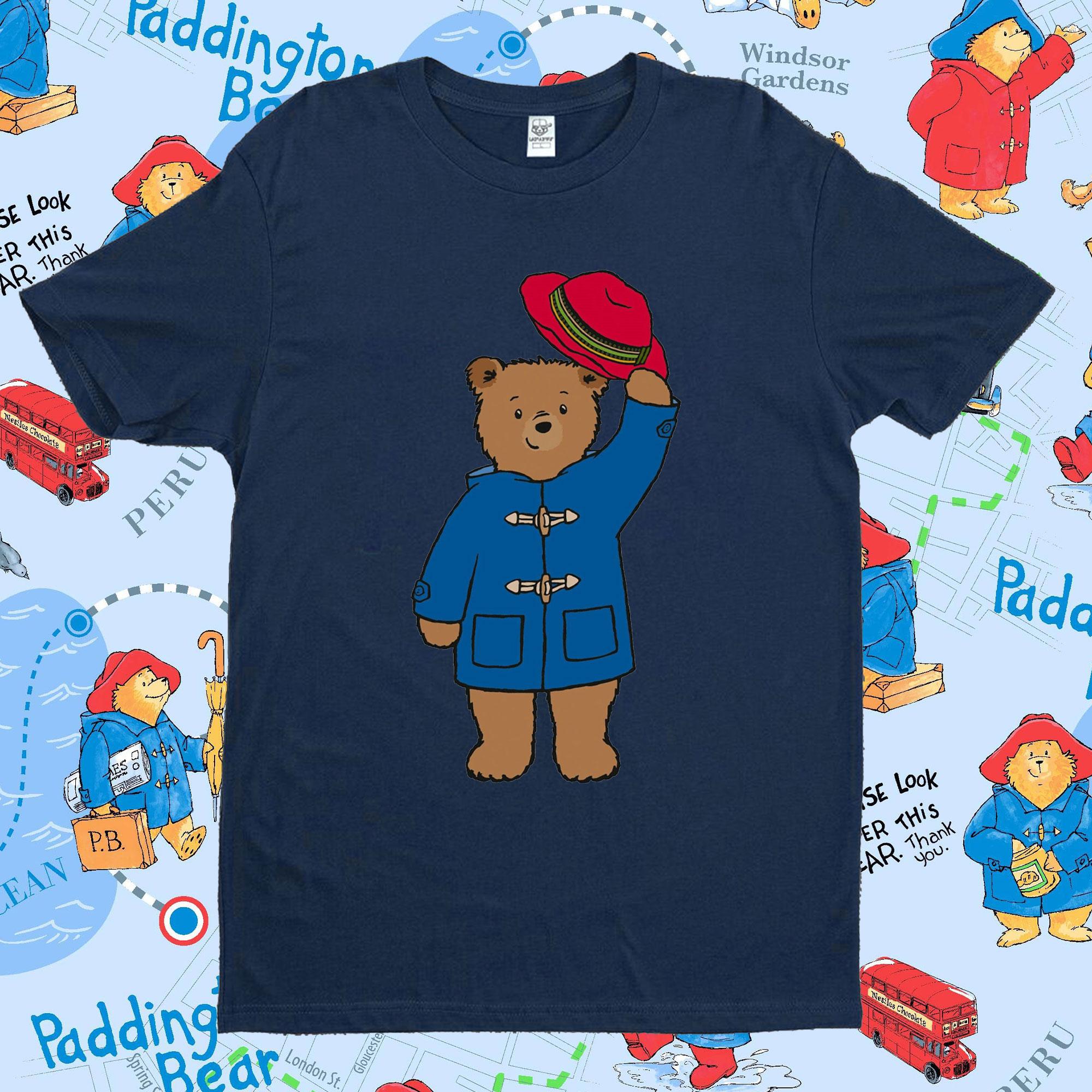 I Love London Funny Vintage Paddington Bear in Londo Cartoon Graphic Men Women Cotton Tshirt Short Sleeve Unisex Aesthetic Tee 4XL