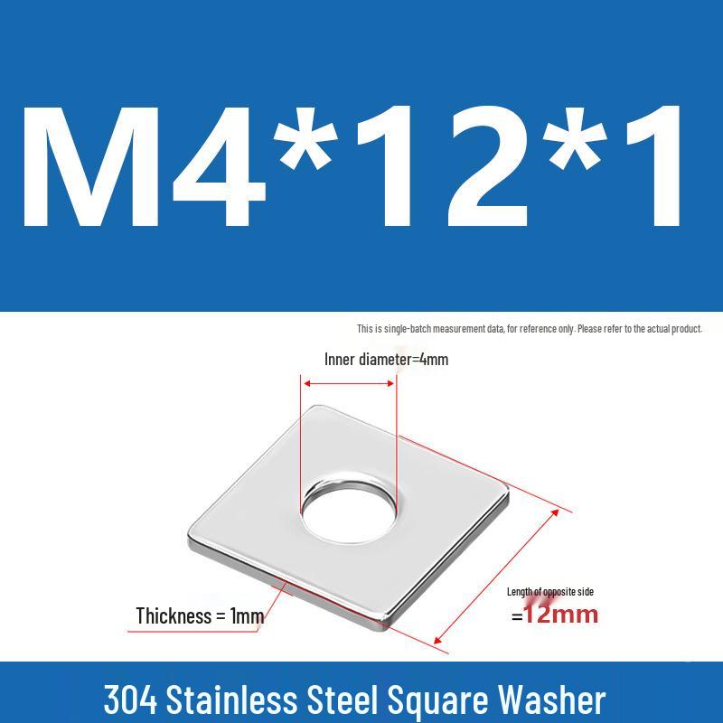 304 Stainless Steel Thickened Square Washer for Curtain Wall (M4-M16)