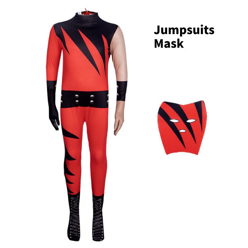 Wwe Kane Costume Kids Cosplay Jumpsuit With Mask For Halloween Party