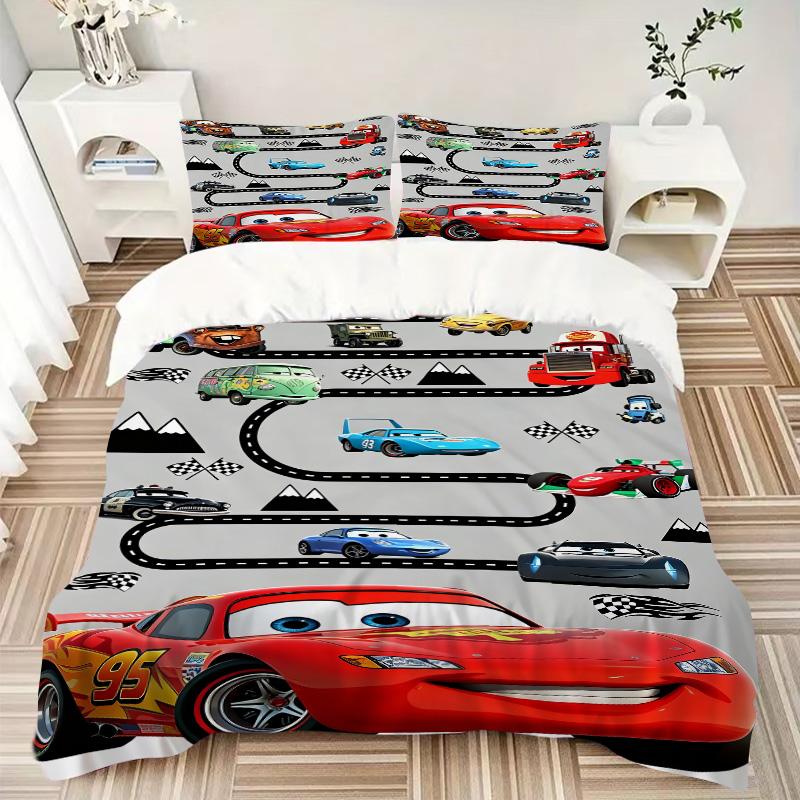 Cars Adventure Race Track Print 3Pcs Bedding Setduvet Cover With 2 Bedropillowcase Home Birthday Gift