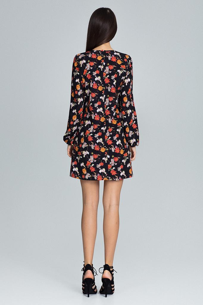 Long-sleeved floral mini dress - M596 size