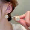 Zircon square oil drop ear buckle French niche design earrings fashion high-end earrings