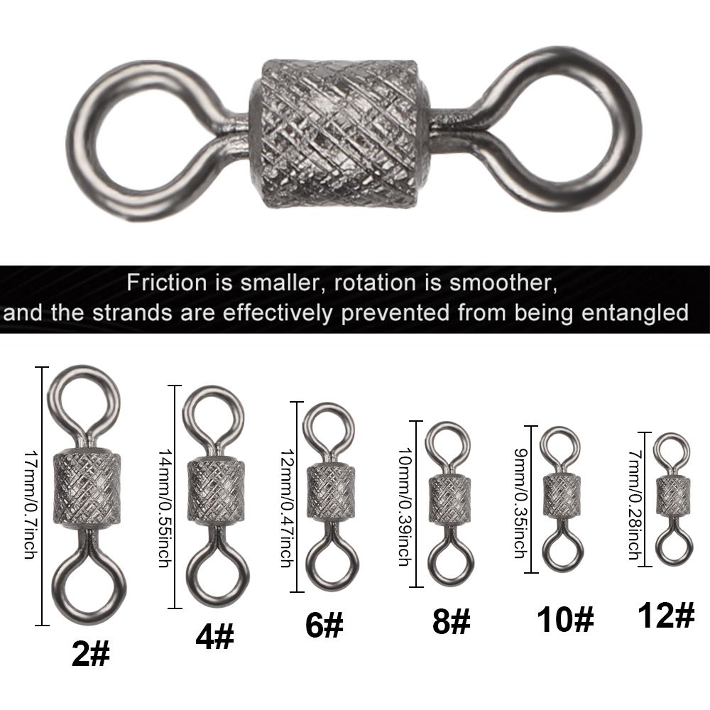 Fishing Rolling Swivel Connector Stainless Steel Solid Ring Bearing Barrel Heavy Duty Ball High Quality Durable High Strength