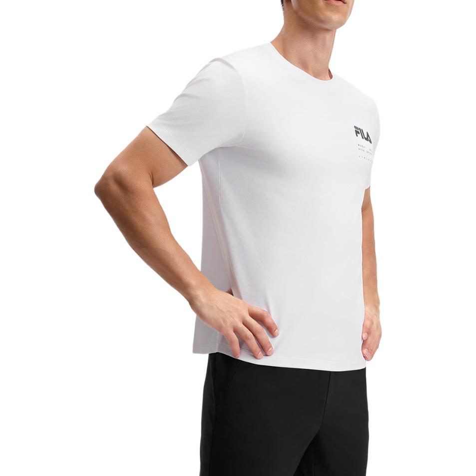 FILA Fitness Comfortable Breathable Fashion Knitted Short Sleeve T-Shirt Men Tops Jade-White A11M521106F-WT