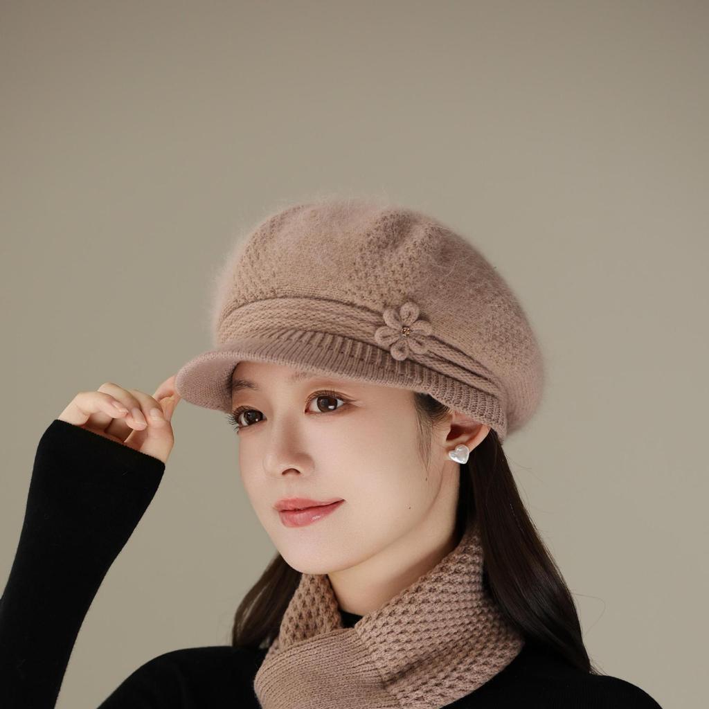 New Rabbit Fur Hat Women's Knitted Wool Hat In The Elderly Warm Fleece Hat Cold Hat
