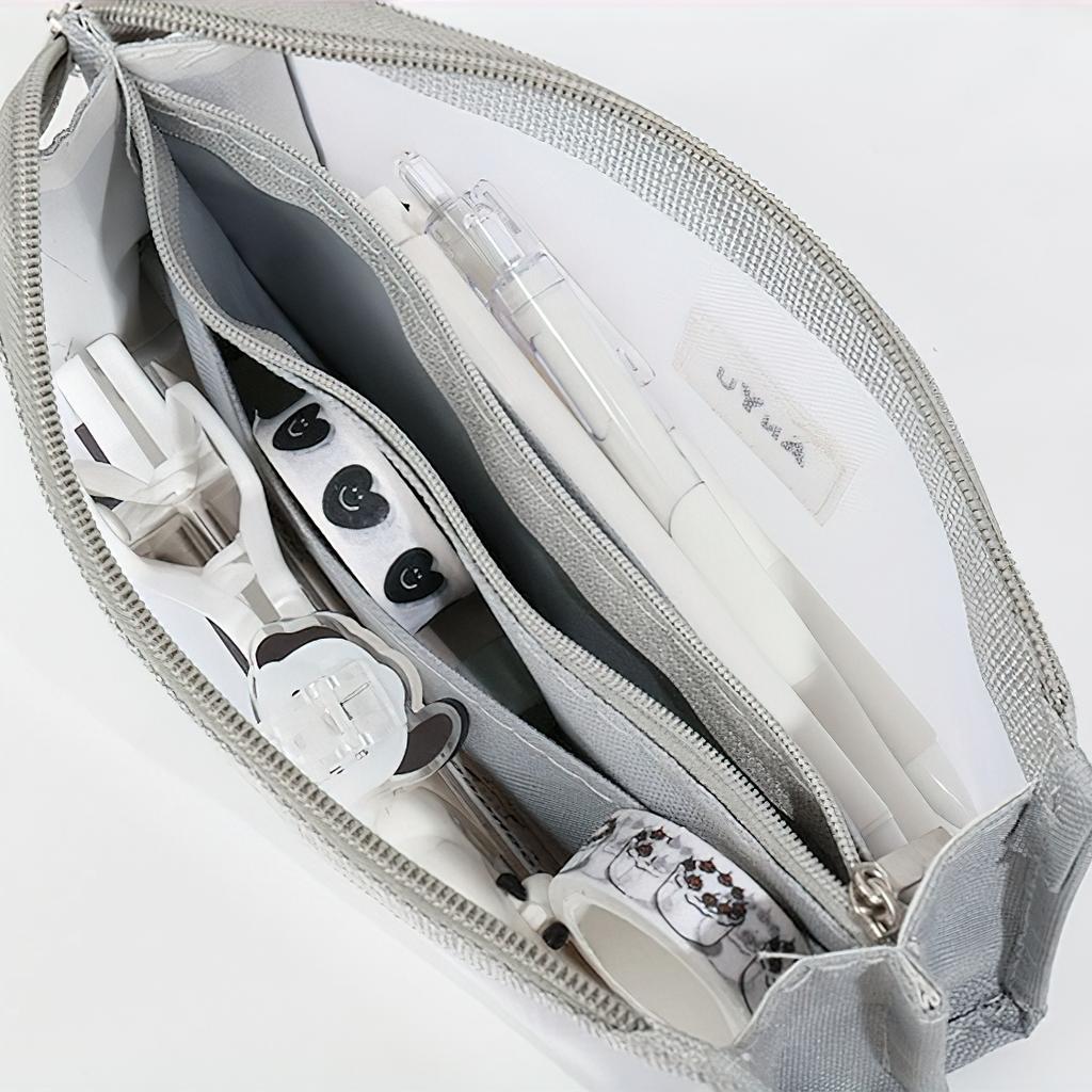 Transparent 5 Layer Mesh Bag Pen Pencil Case Visable Pocket Storage Pouch for Stationery School A7681