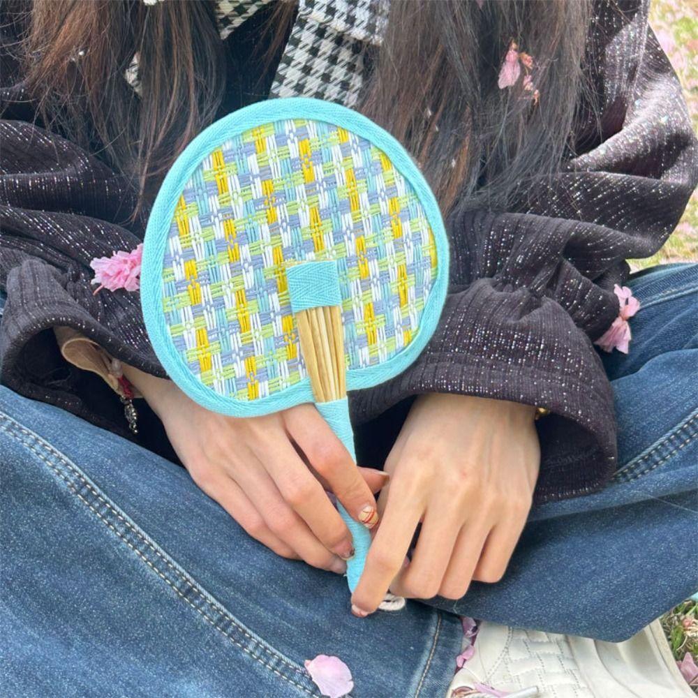 Colourful Weaving Fan Hand-cranked Craft Fan Portable Handheld Fan  Home Decor