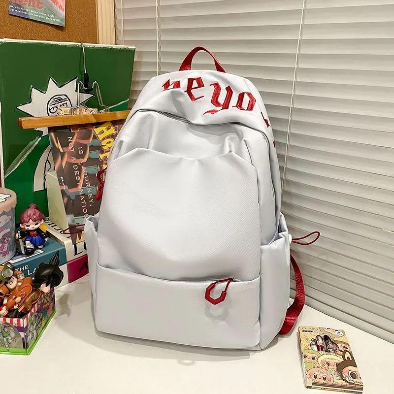 

Mori versatile student alphabet schoolbag backpack campus simple solid color commuting large capacity women s backpack no specification