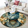 Cat and Flowers pattern round rug,Carpet Rug for Living Room Bedroom Sofa Playroom Decor,Non-slip Floor Mat,Holiday Gifts and Birthday Gifts