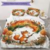 Woodland Storybook Pattern Bedding Uilt Set Uilt Cover Pillowcase Home Decoration Birthday Gift (1 * Duvet Cover + 2 * Pillowcase Without Core)