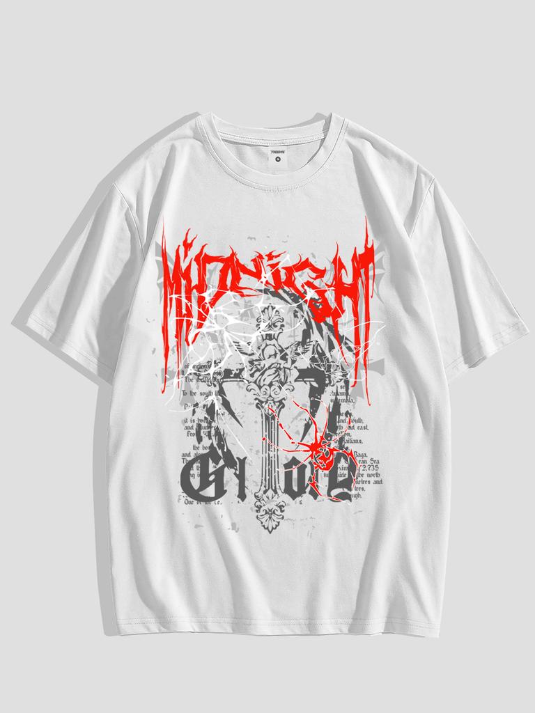 Men's Graphic Tee - Casual & Loose Dark Academia Short Sleeve T-Shirt Oversized Baggy Tops T-Shirt Black