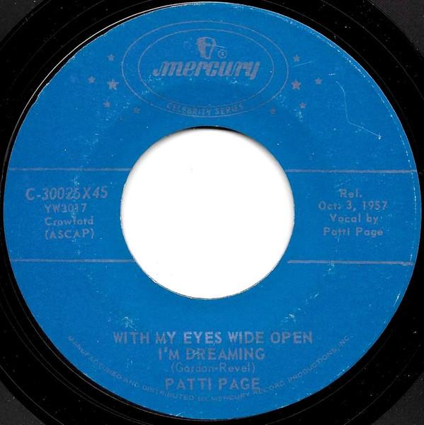 

7inch Record PATTI PAGE - Tennessee Waltz / With My Eyes Wide C30025X45 MERCURY US Pop Used