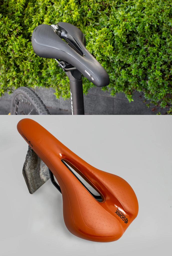 GORIX GX-C19 Bicycle Saddle, Full Black, Memory Foam [Thick Cushion, Soft Type] for Road Bikes, Mountain Bikes, and Other Bikes