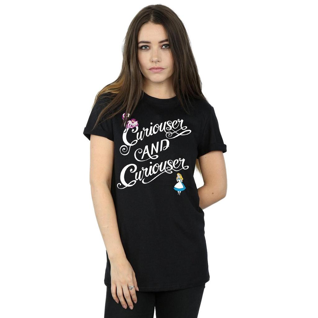 Disney Womens/Ladies Alice In Wonderland Curiouser Cotton Boyfriend T-Shirt