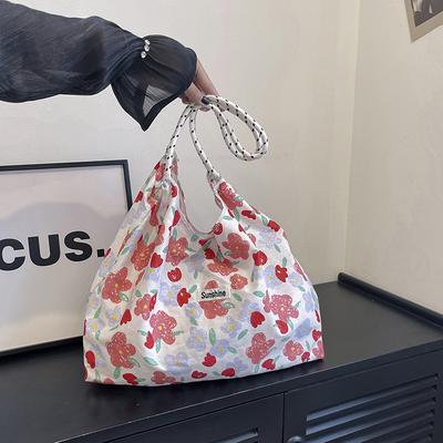 Fresh Cloth Bag Student Crossbody Bag Simple and Fashionable New Summer Shopping Bag Large Capacity Hand-carrying Shoulder Bag