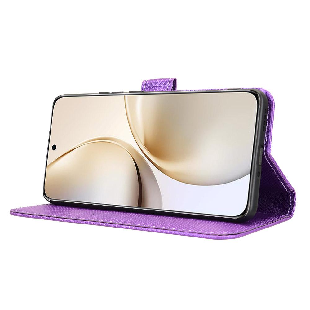 For Realme 14 Pro+ 5G Case PU Leather Diamond Texture Wallet Phone Cover