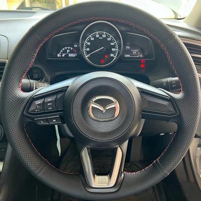 DIY Czarny Pokrowiec na Kierownicę Samochodową ze Sztucznej Skóry Dla Mazda 3 Onxeira CX4 Atenza CX5 CX30 Akcesoria Wewnętrzne Wygodny