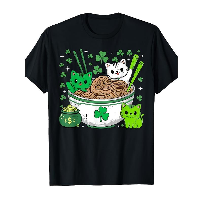 

European sizes Men s T-Shirt for St Patrick s Day Cute Kawaii Design Men s wear Comfortable Casual Short Sleeve Round Neck Tee for Men 4XL