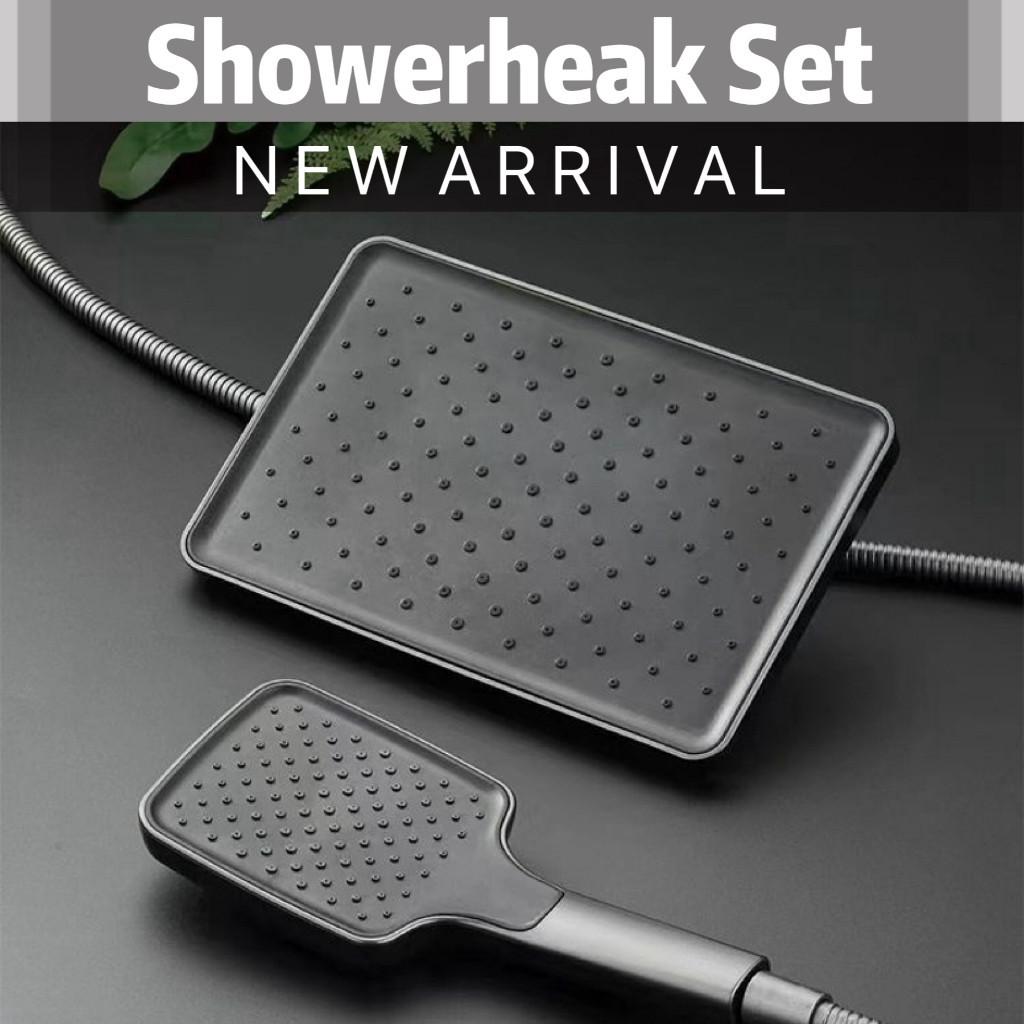 Wall-mounted High-pressure Shower System Four-in-one Square Piano Key Shower Set Bathroom Stainless Steel Water Heater
