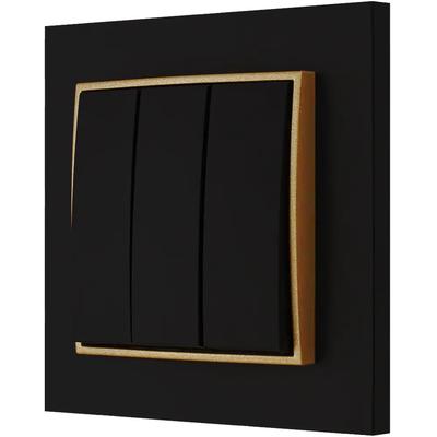 Triple Switch with Frame Karlik Mini, Matt Black/gold